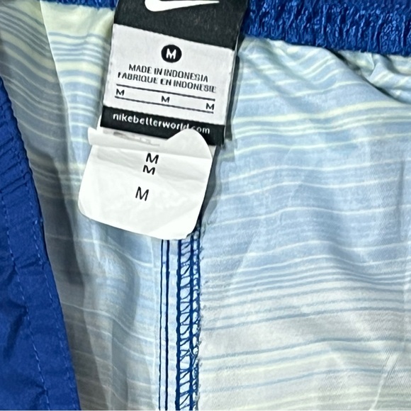 Nike Striped Swim Shorts in Blue and Yellow Swim Trunks Summer Bathing Suit - Picture 6 of 7